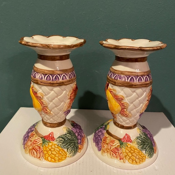Fitz and Floyd Accents Set Of 2 Vintage 995 Harvest Time Candle